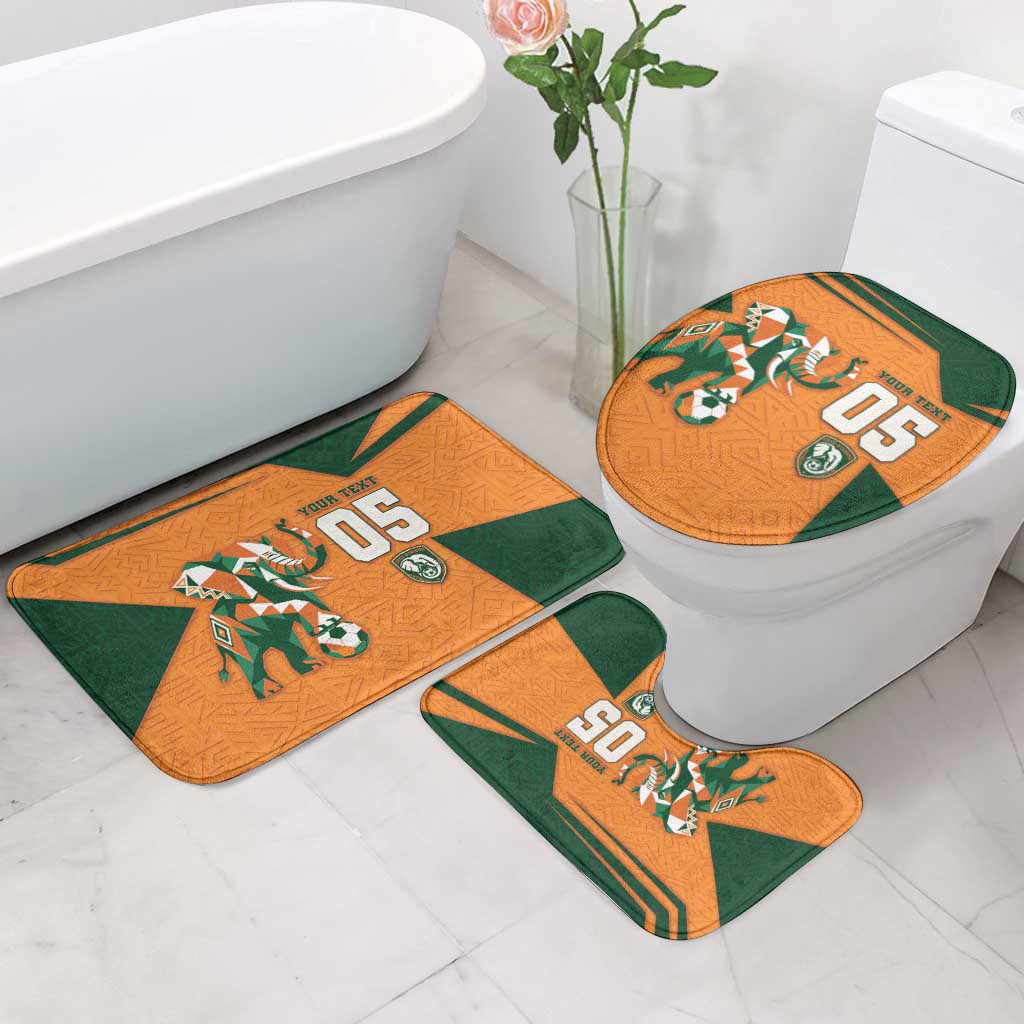 Custom Ivory Coast Football Bathroom Set Elephant Geometric African Art Style