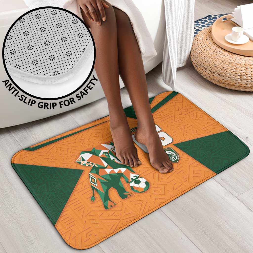 Custom Ivory Coast Football Bathroom Set Elephant Geometric African Art Style