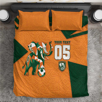 Custom Ivory Coast Football Bedding Set Elephant Geometric African Art Style