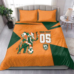Custom Ivory Coast Football Bedding Set Elephant Geometric African Art Style