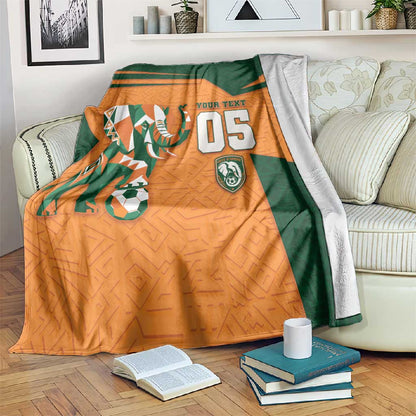 Custom Ivory Coast Football Blanket Elephant Geometric African Art Style
