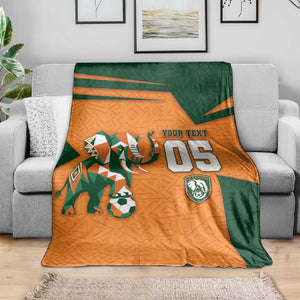 Custom Ivory Coast Football Blanket Elephant Geometric African Art Style