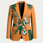 Custom Ivory Coast Football Blazer Elephant Geometric African Art Style