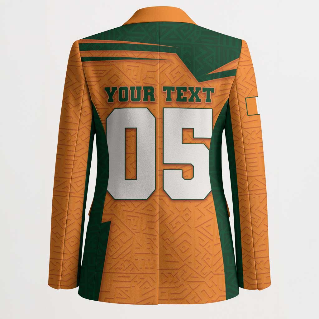 Custom Ivory Coast Football Blazer Elephant Geometric African Art Style