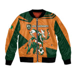 Custom Ivory Coast Football Bomber Jacket Elephant Geometric African Art Style