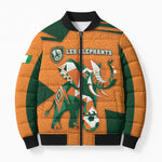 Custom Ivory Coast Football Bomber Puffer Jacket Elephant Geometric African Art Style