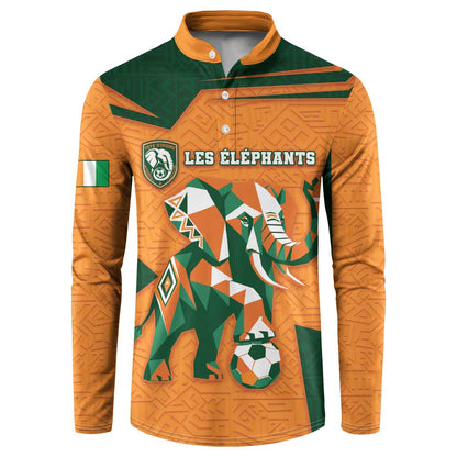 Custom Ivory Coast Football Button Sweatshirt Elephant Geometric African Art Style
