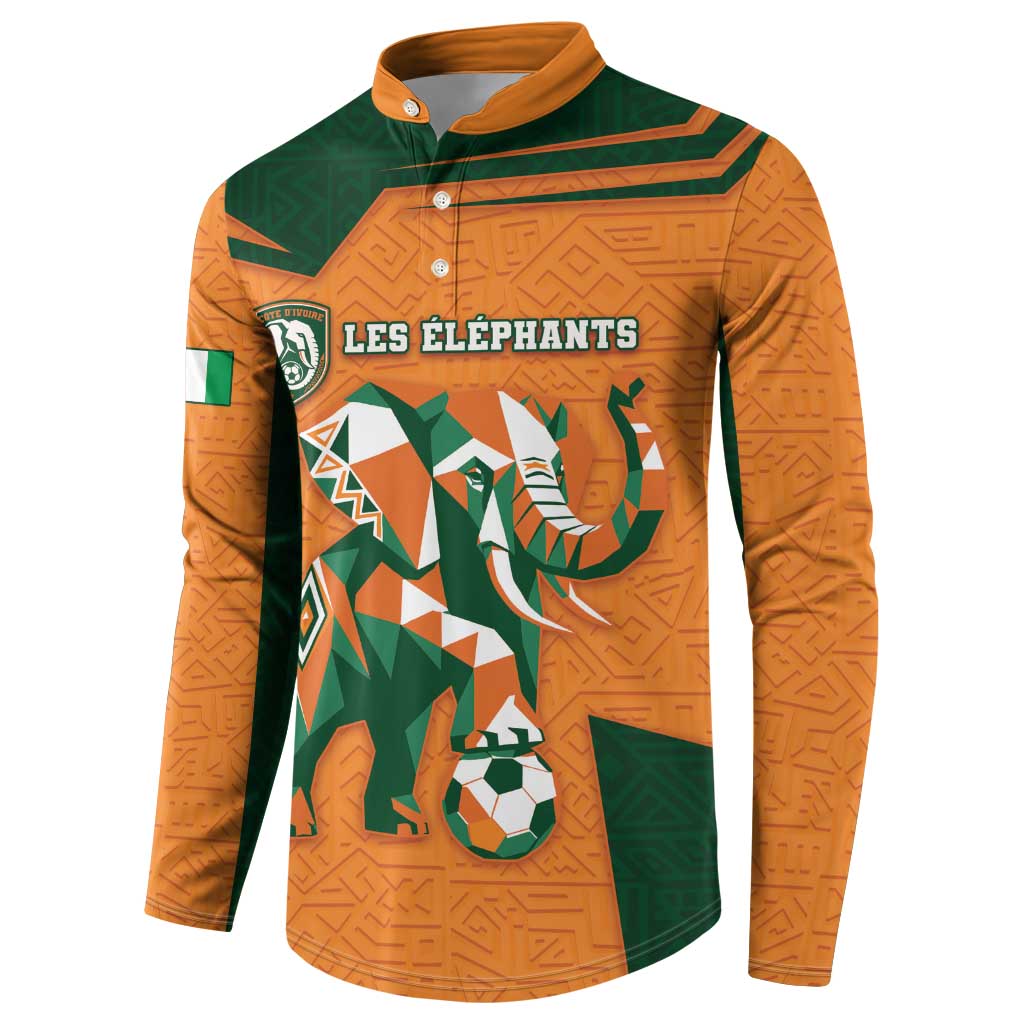 Custom Ivory Coast Football Button Sweatshirt Elephant Geometric African Art Style