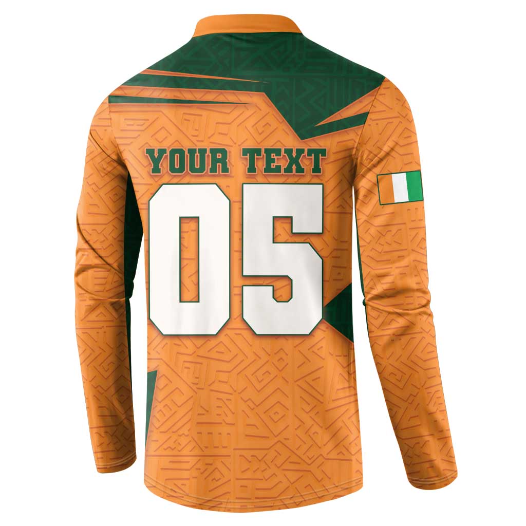 Custom Ivory Coast Football Button Sweatshirt Elephant Geometric African Art Style