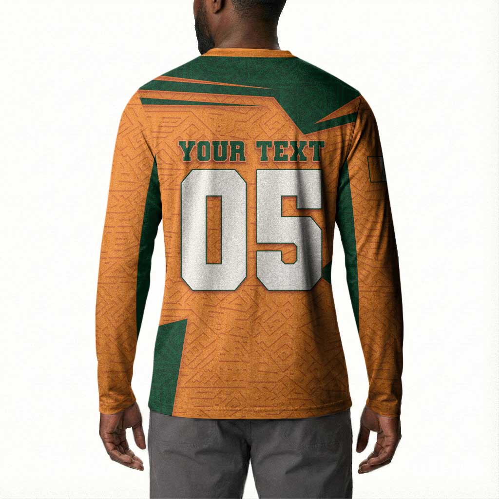 Custom Ivory Coast Football Button Sweatshirt Elephant Geometric African Art Style