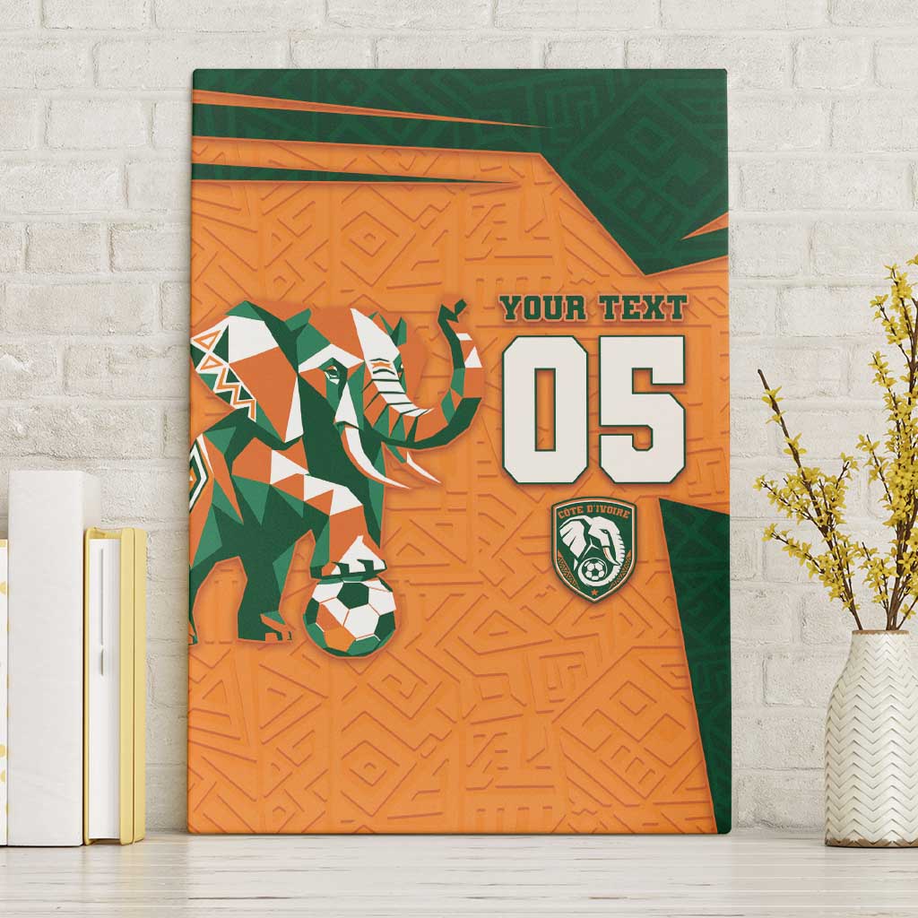 Custom Ivory Coast Football Canvas Wall Art Elephant Geometric African Art Style