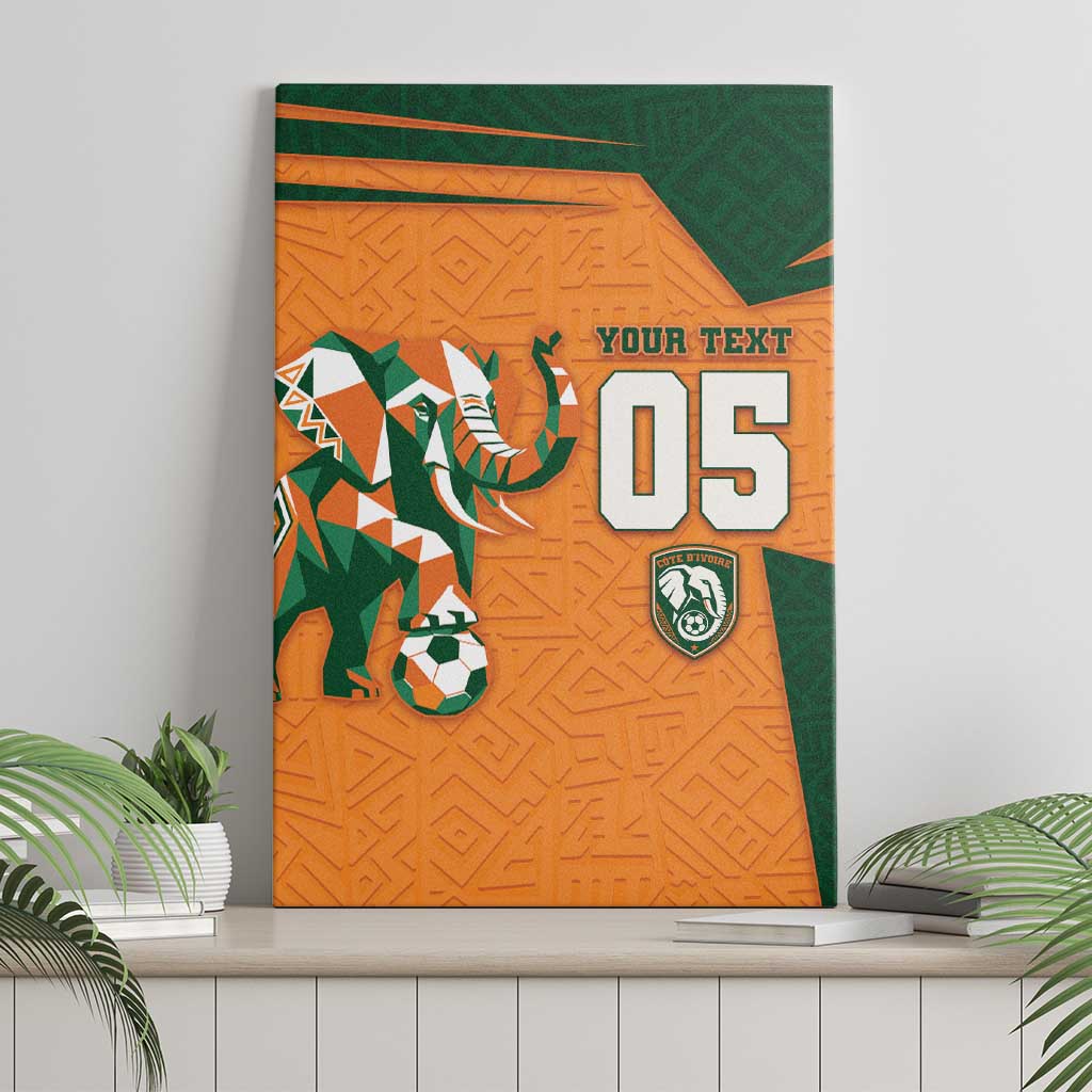 Custom Ivory Coast Football Canvas Wall Art Elephant Geometric African Art Style