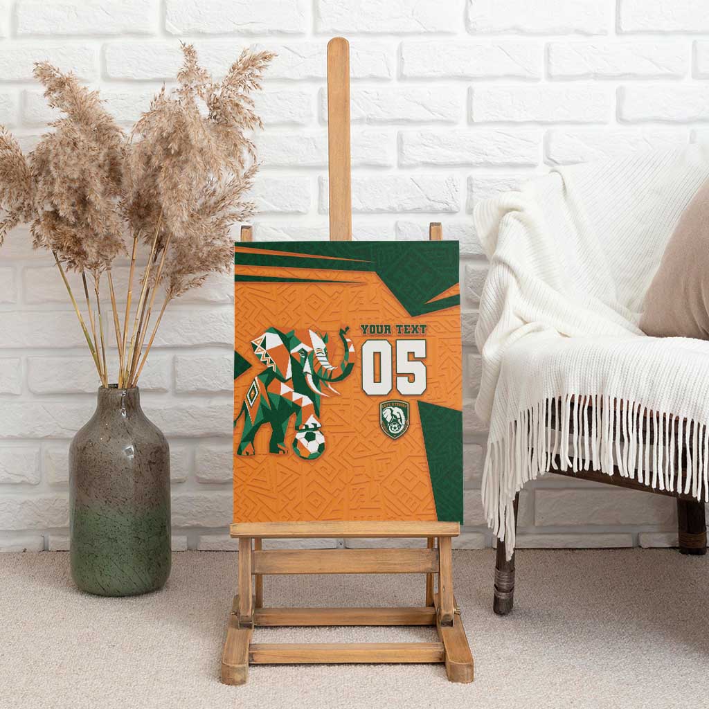 Custom Ivory Coast Football Canvas Wall Art Elephant Geometric African Art Style