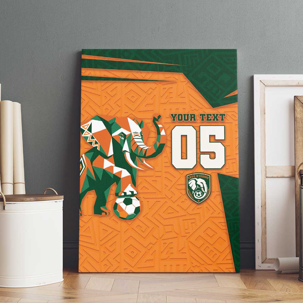 Custom Ivory Coast Football Canvas Wall Art Elephant Geometric African Art Style