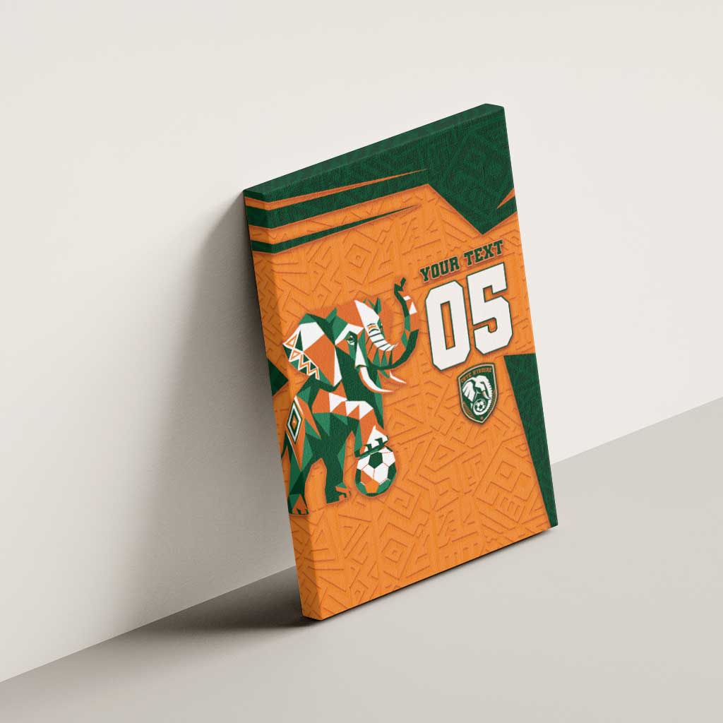 Custom Ivory Coast Football Canvas Wall Art Elephant Geometric African Art Style