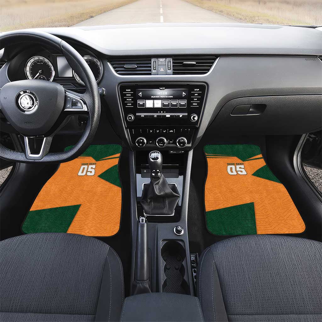 Custom Ivory Coast Football Car Mats Elephant Geometric African Art Style