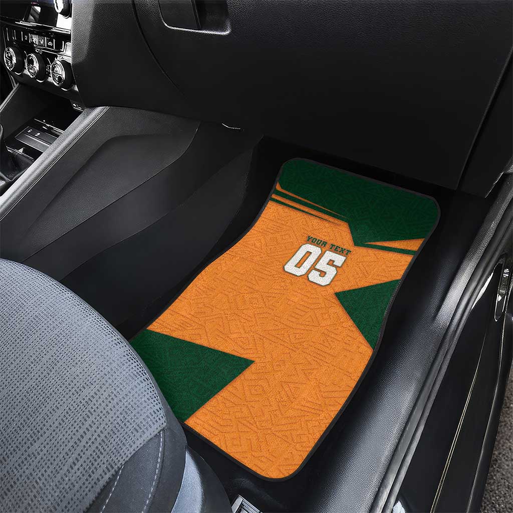 Custom Ivory Coast Football Car Mats Elephant Geometric African Art Style