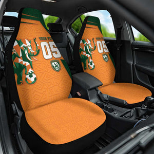 Custom Ivory Coast Football Car Seat Cover Elephant Geometric African Art Style