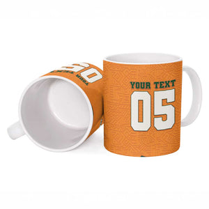 Custom Ivory Coast Football Ceramic Mug Elephant Geometric African Art Style