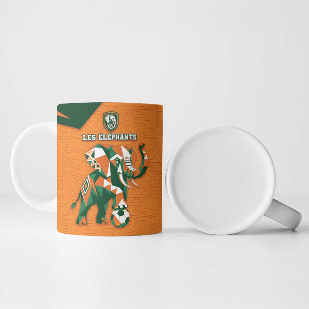 Custom Ivory Coast Football Ceramic Mug Elephant Geometric African Art Style