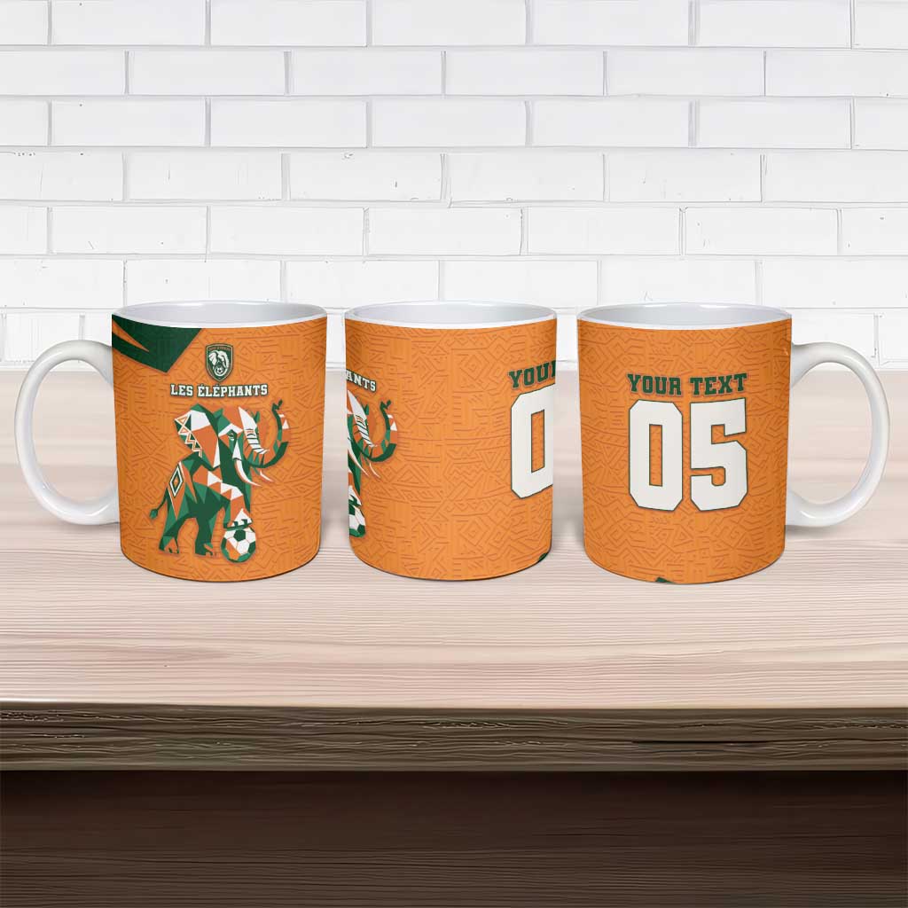 Custom Ivory Coast Football Ceramic Mug Elephant Geometric African Art Style