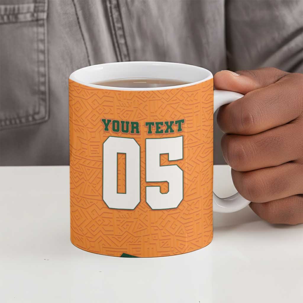 Custom Ivory Coast Football Ceramic Mug Elephant Geometric African Art Style