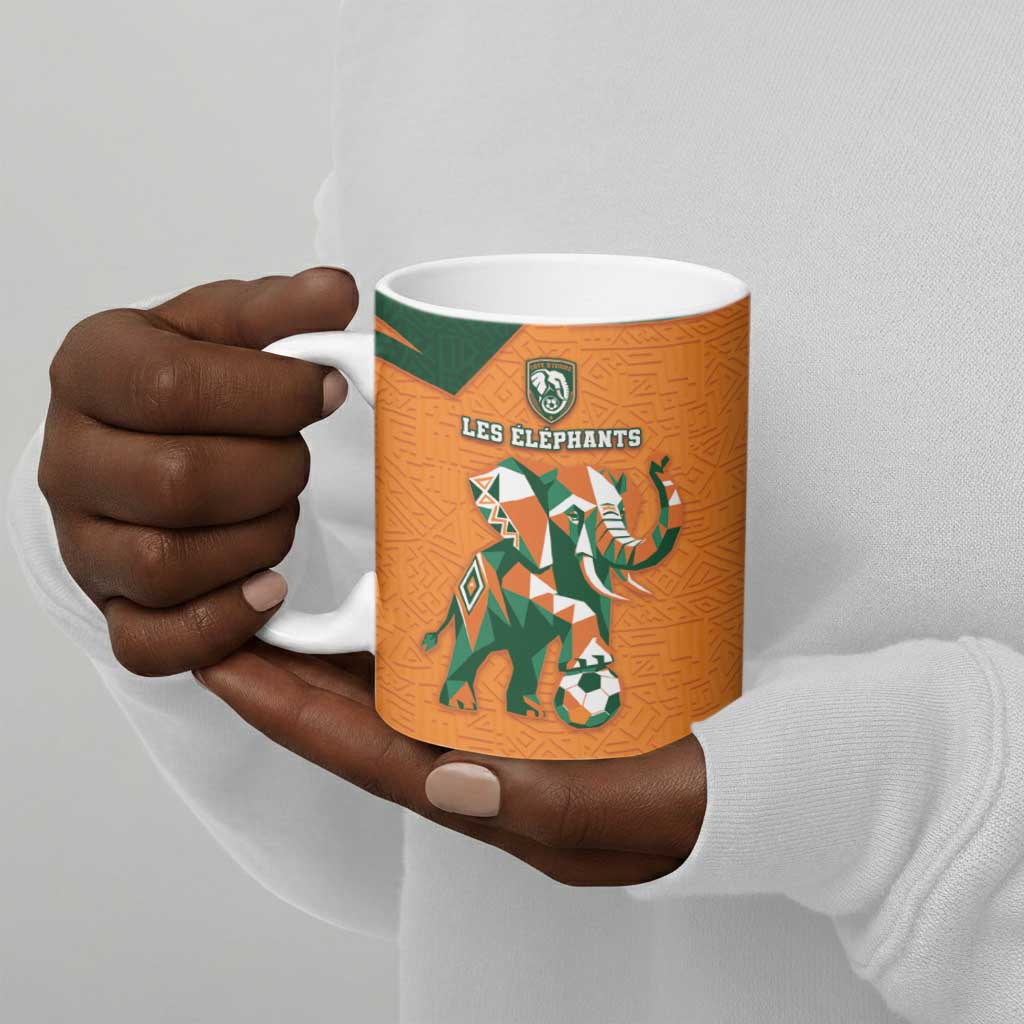 Custom Ivory Coast Football Ceramic Mug Elephant Geometric African Art Style