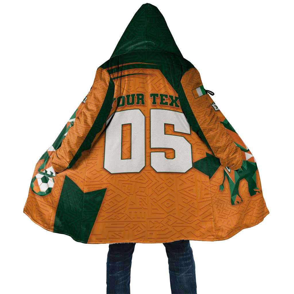 Custom Ivory Coast Football Cloak Elephant Geometric African Art Style