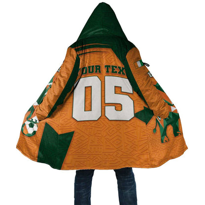 Custom Ivory Coast Football Cloak Elephant Geometric African Art Style