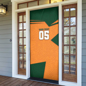 Custom Ivory Coast Football Door Cover Elephant Geometric African Art Style