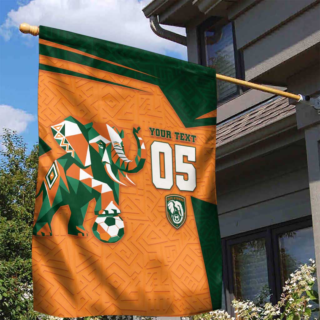 Custom Ivory Coast Football Garden Flag Elephant Geometric African Art Style