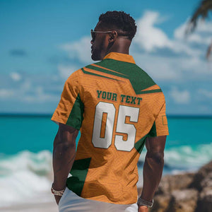 Custom Ivory Coast Football Hawaiian Shirt Elephant Geometric African Art Style