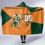 Custom Ivory Coast Football Hooded Blanket Elephant Geometric African Art Style