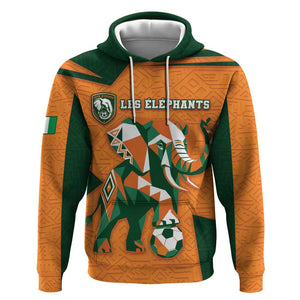 Custom Ivory Coast Football Hoodie Elephant Geometric African Art Style