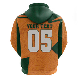 Custom Ivory Coast Football Hoodie Elephant Geometric African Art Style