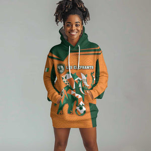 Custom Ivory Coast Football Hoodie Dress Elephant Geometric African Art Style