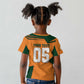 Custom Ivory Coast Football Kid T shirt Elephant Geometric African Art Style