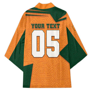 Custom Ivory Coast Football Kimono Elephant Geometric African Art Style