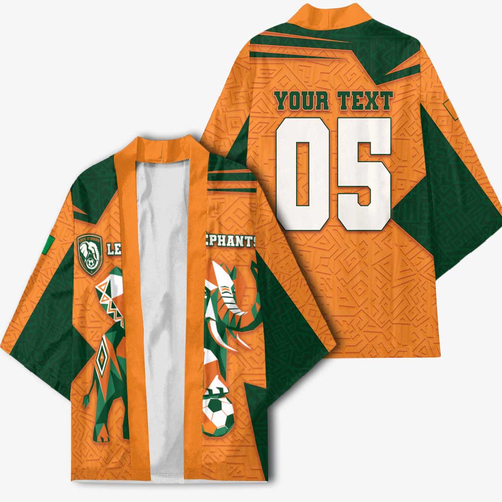 Custom Ivory Coast Football Kimono Elephant Geometric African Art Style