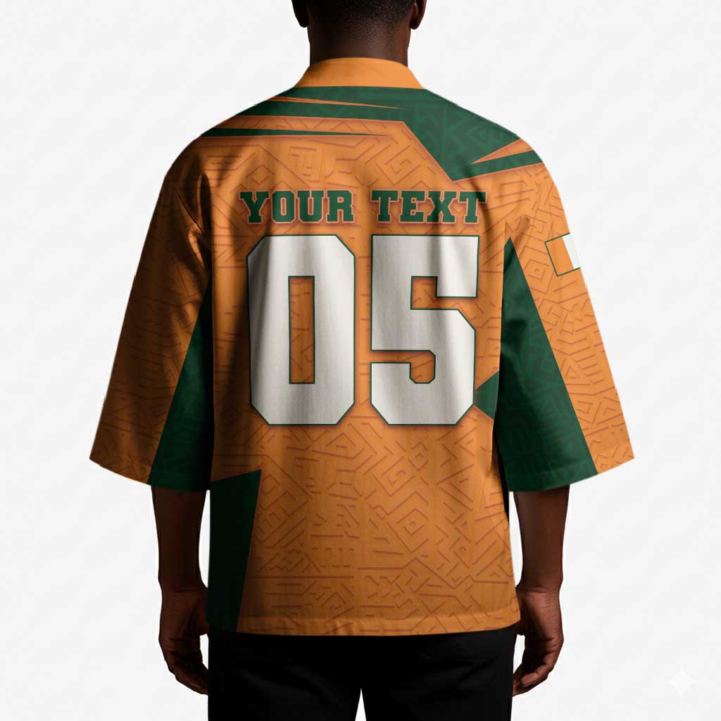 Custom Ivory Coast Football Kimono Elephant Geometric African Art Style