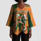 Custom Ivory Coast Football Kimono Sleeve Blouse Elephant Geometric African Art Style