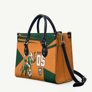 Custom Ivory Coast Football Leather Bag Elephant Geometric African Art Style