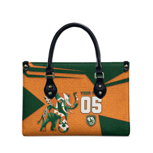 Custom Ivory Coast Football Leather Bag Elephant Geometric African Art Style