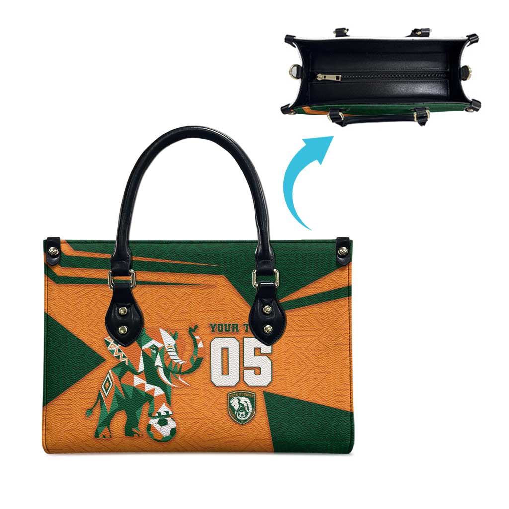 Custom Ivory Coast Football Leather Bag Elephant Geometric African Art Style