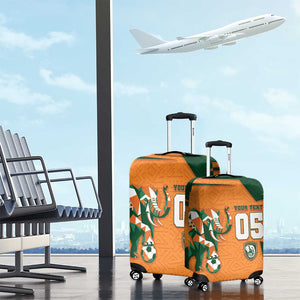 Custom Ivory Coast Football Luggage Cover Elephant Geometric African Art Style