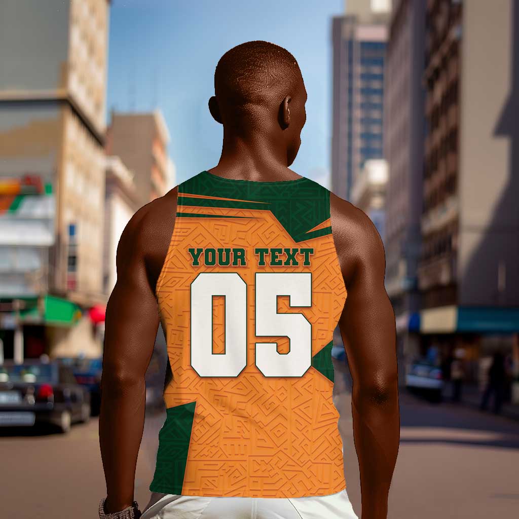 Custom Ivory Coast Football Men Tank Top Elephant Geometric African Art Style