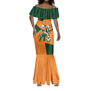 Custom Ivory Coast Football Mermaid Dress Elephant Geometric African Art Style