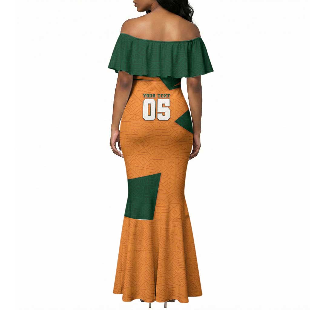 Custom Ivory Coast Football Mermaid Dress Elephant Geometric African Art Style