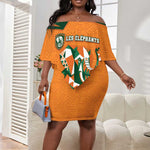 Custom Ivory Coast Football Off Shoulder Short Dress Elephant Geometric African Art Style