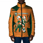 Custom Ivory Coast Football Padded Jacket Elephant Geometric African Art Style